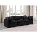  Manufacturer Color_Black -- Indulge 105" Black Velvet Upholstered 3 pc Modular Sofa IMAGE 2