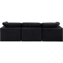  Manufacturer Color_Black -- Indulge 105" Black Velvet Upholstered 3 pc Modular Sofa IMAGE 3