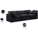  Manufacturer Color_Black -- Indulge 105" Black Velvet Upholstered 3 pc Modular Sofa IMAGE 9
