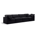  Manufacturer Color_Black -- Indulge 140" Black Velvet Upholstered 4 pc Modular Sofa IMAGE 1