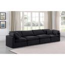  Manufacturer Color_Black -- Indulge 140" Black Velvet Upholstered 4 pc Modular Sofa IMAGE 2