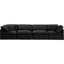  Manufacturer Color_Black -- Indulge 140" Black Velvet Upholstered 4 pc Modular Sofa IMAGE 4