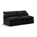  Manufacturer Color_Black -- Indulge 70" Black Velvet Upholstered 2 pc Armless Modular Loveseat IMAGE 1