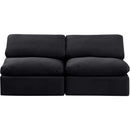  Manufacturer Color_Black -- Indulge 70" Black Velvet Upholstered 2 pc Armless Modular Loveseat IMAGE 4