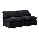  Manufacturer Color_Black -- Indulge 70" Black Velvet Upholstered 2 pc Armless Modular Loveseat IMAGE 7