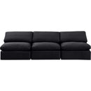  Manufacturer Color_Black -- Indulge 105" Black Velvet Upholstered 3 pc Armless Modular Sofa IMAGE 4