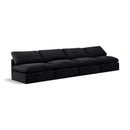  Manufacturer Color_Black -- Indulge 140" Black Velvet Upholstered 4 pc Armless Modular Sofa IMAGE 1