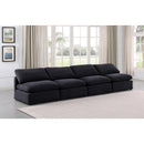  Manufacturer Color_Black -- Indulge 140" Black Velvet Upholstered 4 pc Armless Modular Sofa IMAGE 2