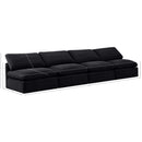  Manufacturer Color_Black -- Indulge 140" Black Velvet Upholstered 4 pc Armless Modular Sofa IMAGE 7