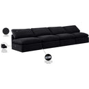  Manufacturer Color_Black -- Indulge 140" Black Velvet Upholstered 4 pc Armless Modular Sofa IMAGE 8
