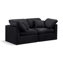  Manufacturer Color_Black -- Indulge 70" Black Velvet Upholstered 2 pc Modular Loveseat IMAGE 1