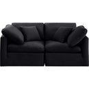  Manufacturer Color_Black -- Indulge 70" Black Velvet Upholstered 2 pc Modular Loveseat IMAGE 4