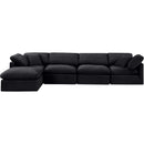  Manufacturer Color_Black -- Indulge 140" Black Velvet Upholstered 5 pc Modular Sectional IMAGE 4