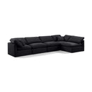  Manufacturer Color_Black -- Indulge 140" Black Velvet Upholstered 5 pc Modular Sectional IMAGE 1