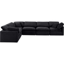  Manufacturer Color_Black -- Indulge 140" Black Velvet Upholstered 6 pc Modular Sectional IMAGE 4