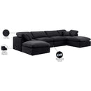  Manufacturer Color_Black -- Indulge 140" Black Velvet Upholstered 6 pc Modular Sectional IMAGE 8