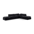  Manufacturer Color_Black -- Indulge 140" Black Velvet Upholstered 6 pc Modular Sectional IMAGE 1