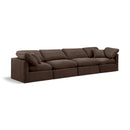  Manufacturer Color_Brown -- Indulge 140" Brown Velvet Upholstered 4 pc Modular Sofa IMAGE 1