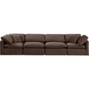  Manufacturer Color_Brown -- Indulge 140" Brown Velvet Upholstered 4 pc Modular Sofa IMAGE 4