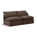  Manufacturer Color_Brown -- Indulge 70" Brown Velvet Upholstered 2 pc Armless Modular Loveseat IMAGE 1