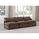  Manufacturer Color_Brown -- Indulge 105" Brown Velvet Upholstered 3 pc Armless Modular Sofa IMAGE 2