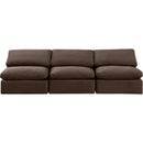  Manufacturer Color_Brown -- Indulge 105" Brown Velvet Upholstered 3 pc Armless Modular Sofa IMAGE 4