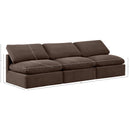  Manufacturer Color_Brown -- Indulge 105" Brown Velvet Upholstered 3 pc Armless Modular Sofa IMAGE 7