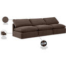  Manufacturer Color_Brown -- Indulge 105" Brown Velvet Upholstered 3 pc Armless Modular Sofa IMAGE 8