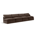  Manufacturer Color_Brown -- Indulge 140" Brown Velvet Upholstered 4 pc Armless Modular Sofa IMAGE 1