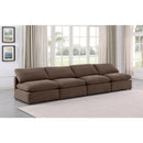  Manufacturer Color_Brown -- Indulge 140" Brown Velvet Upholstered 4 pc Armless Modular Sofa IMAGE 2