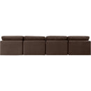  Manufacturer Color_Brown -- Indulge 140" Brown Velvet Upholstered 4 pc Armless Modular Sofa IMAGE 3