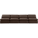  Manufacturer Color_Brown -- Indulge 140" Brown Velvet Upholstered 4 pc Armless Modular Sofa IMAGE 4