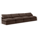  Manufacturer Color_Brown -- Indulge 140" Brown Velvet Upholstered 4 pc Armless Modular Sofa IMAGE 7