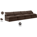  Manufacturer Color_Brown -- Indulge 140" Brown Velvet Upholstered 4 pc Armless Modular Sofa IMAGE 8