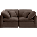  Manufacturer Color_Brown -- Indulge 70" Brown Velvet Upholstered 2 pc Modular Loveseat IMAGE 4