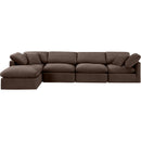  Manufacturer Color_Brown -- Indulge 140" Brown Velvet Upholstered 5 pc Modular Sectional IMAGE 4