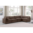  Manufacturer Color_Brown -- Indulge 140" Brown Velvet Upholstered 5 pc Modular Sectional IMAGE 2