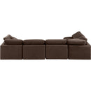  Manufacturer Color_Brown -- Indulge 140" Brown Velvet Upholstered 5 pc Modular Sectional IMAGE 3
