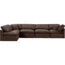  Manufacturer Color_Brown -- Indulge 140" Brown Velvet Upholstered 5 pc Modular Sectional IMAGE 4
