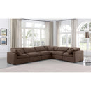  Manufacturer Color_Brown -- Indulge 140" Brown Velvet Upholstered 6 pc Modular Sectional IMAGE 2