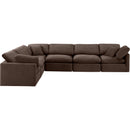  Manufacturer Color_Brown -- Indulge 140" Brown Velvet Upholstered 6 pc Modular Sectional IMAGE 4