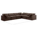  Manufacturer Color_Brown -- Indulge 140" Brown Velvet Upholstered 6 pc Modular Sectional IMAGE 9