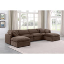  Manufacturer Color_Brown -- Indulge 140" Brown Velvet Upholstered 6 pc Modular Sectional IMAGE 2