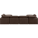  Manufacturer Color_Brown -- Indulge 140" Brown Velvet Upholstered 6 pc Modular Sectional IMAGE 3