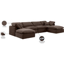 Manufacturer Color_Brown -- Indulge 140" Brown Velvet Upholstered 6 pc Modular Sectional IMAGE 8