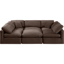  Manufacturer Color_Brown -- Indulge 105" Brown Velvet Upholstered 6 pc Modular Sectional IMAGE 4