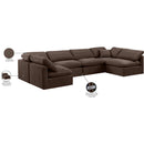  Manufacturer Color_Brown -- Indulge 140" Brown Velvet Upholstered 6 pc Modular Sectional IMAGE 10