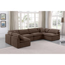  Manufacturer Color_Brown -- Indulge 140" Brown Velvet Upholstered 6 pc Modular Sectional IMAGE 2