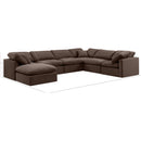  Manufacturer Color_Brown -- Indulge 140" Brown Velvet Upholstered 7 pc Modular Sectional IMAGE 9