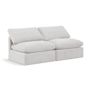  Manufacturer Color_Cream -- Indulge 70" Cream Velvet Upholstered 2 pc Armless Modular Loveseat IMAGE 1